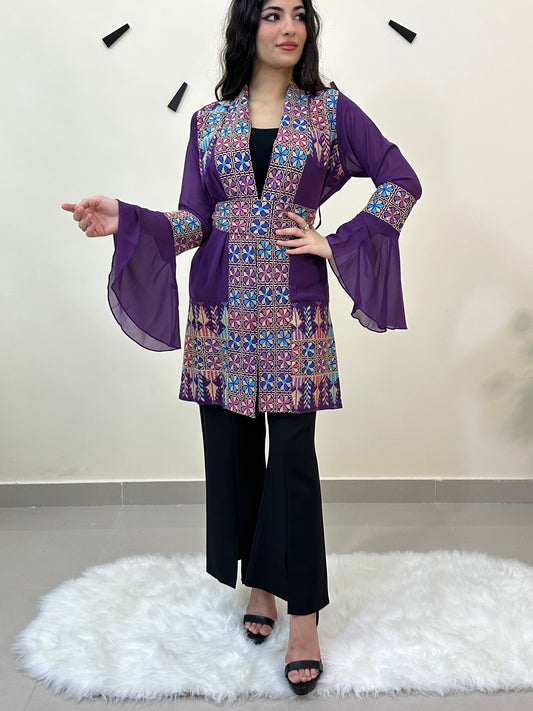 Embroidered Traditional Two pieces Jacket -جاكيت مطرز قطعتين- PURPLE