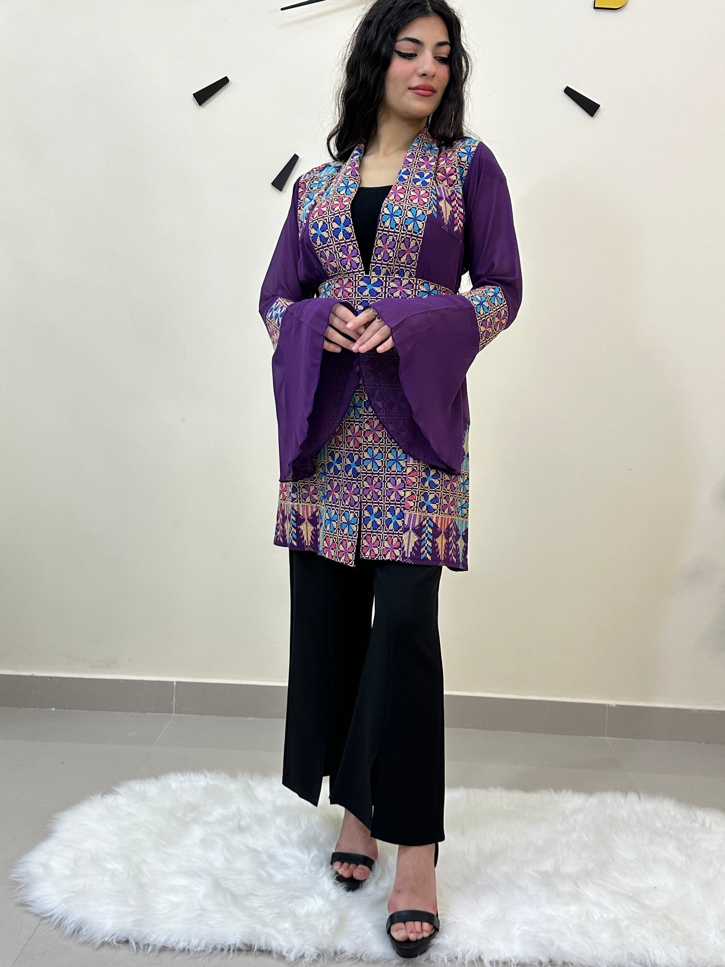 Embroidered Traditional Two pieces Jacket -جاكيت مطرز قطعتين- PURPLE