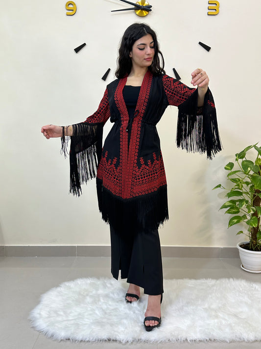 Embroidered Traditional Jacket - جاكيت مطرز   - BLACK