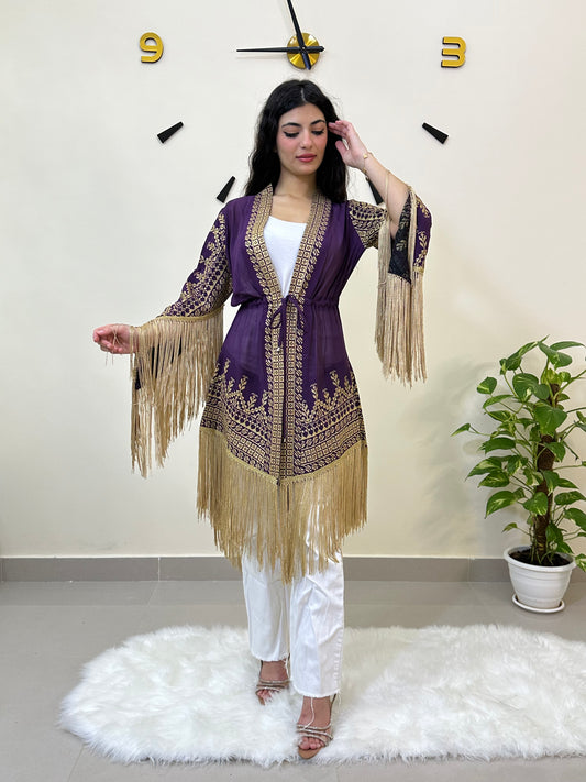 Embroidered Traditional Jacket - جاكيت مطرز   - PURPLE