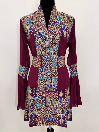 Embroidered Traditional Two pieces Jacket -جاكيت مطرز قطعتين- DARK RED
