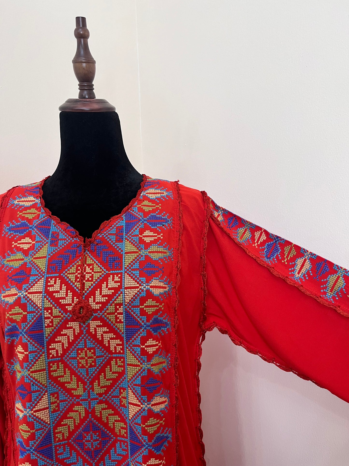 Long-Sleeve  Embroidered Jalabiya - جلابية مطرزة - DARK ORANGE